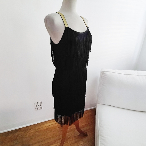 Fringe Dress / Retro / Black / Tina Turner / Med-Large - Picture 3 of 6